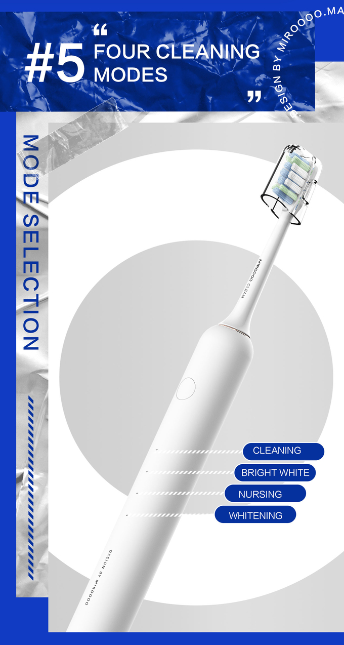 OEM USB Charging Sonic Electric Toothbrush IPX7 Waterproof Customized 8