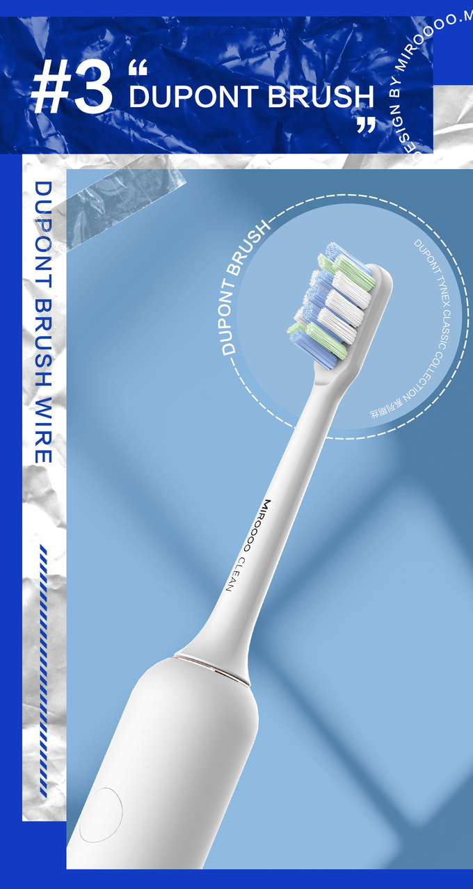MIROOOO Waterproof IPX7 DuPont Brush Heads Smart Electric Toothbrush With Smart Timer 5