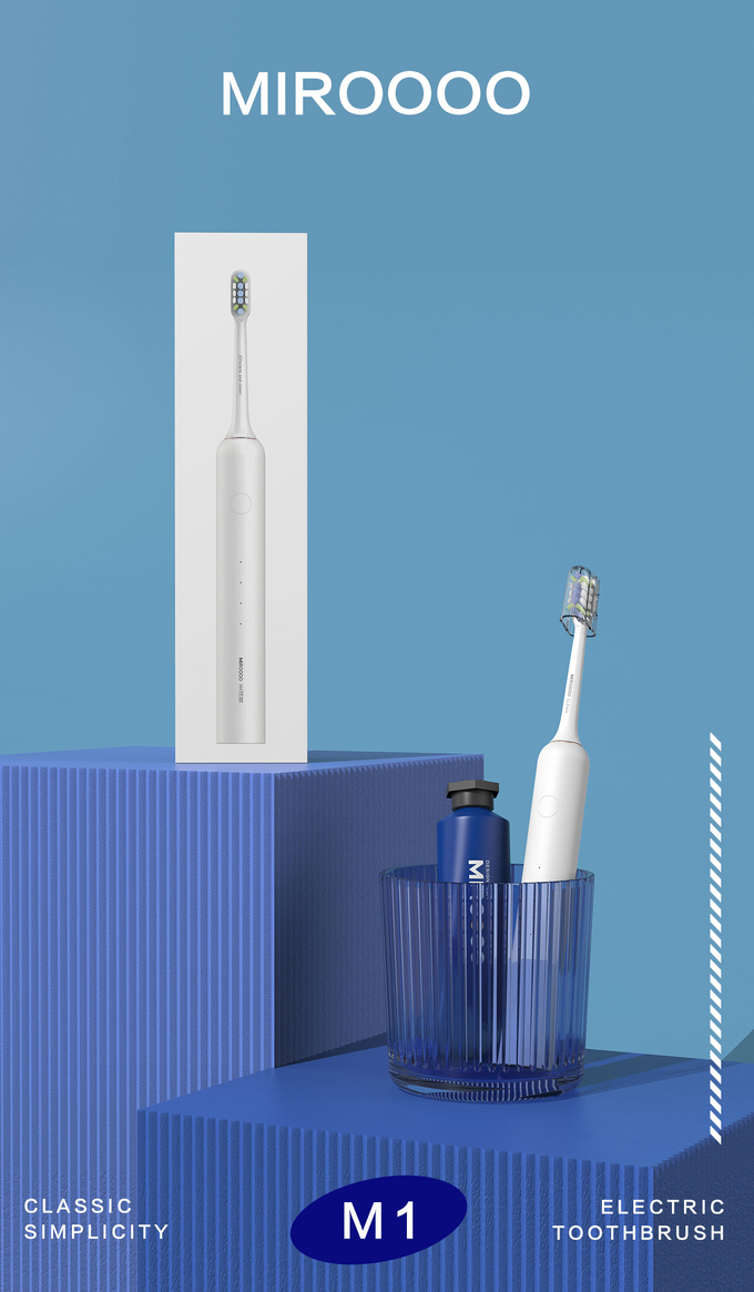 MIROOOO Waterproof IPX7 DuPont Brush Heads Smart Electric Toothbrush With Smart Timer 0