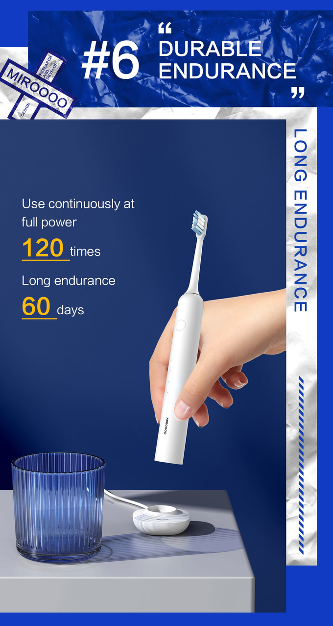 Wireless Charging Smart Electric Toothbrush IPX7 Waterproof MIROOOO 9
