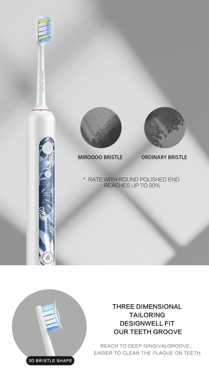 Smart Sonic Whitening Dupont Soft BrushWaterproof IPX7 Rechargeable Silent Electric Toothbrush 2